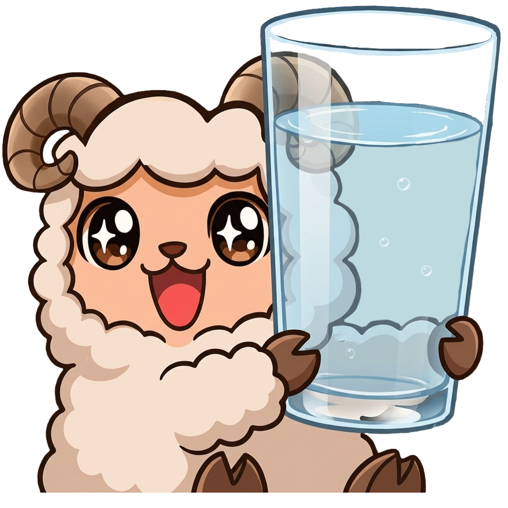 Mufflon mit Wasserglas